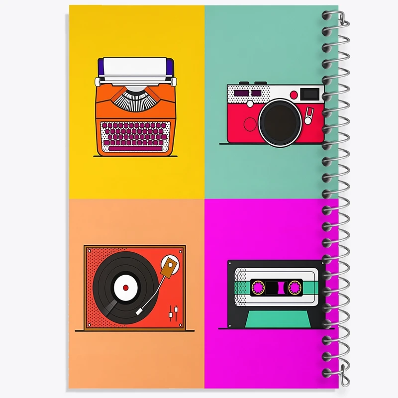 دفتر ژورنال نویسی 50 برگ خندالو مدل نقطه ای طرح موسیقی و عکاسی کد F9710