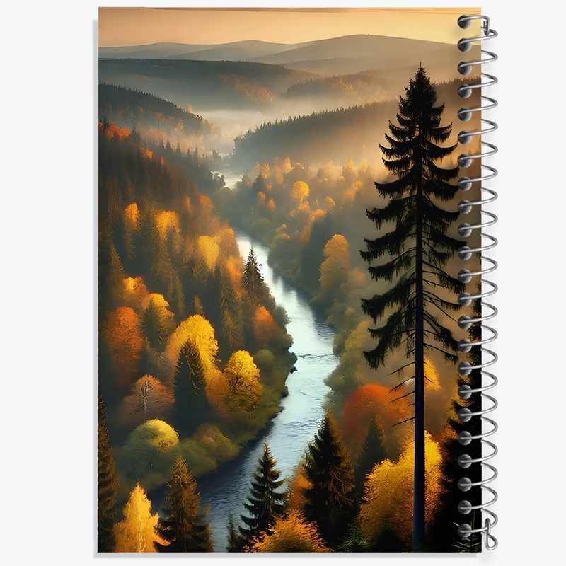 دفتر شطرنجی 50 برگ خندالو طرح منظره پاییزی کد F9980