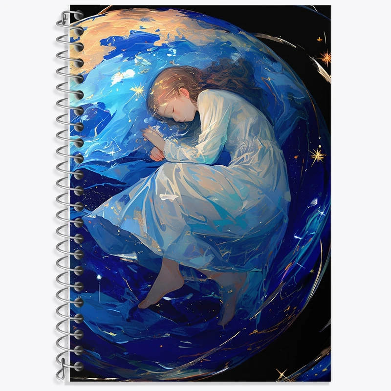 دفتر زبان 50 برگ خندالو مدل سه خط طرح دختر تنها کد F9237