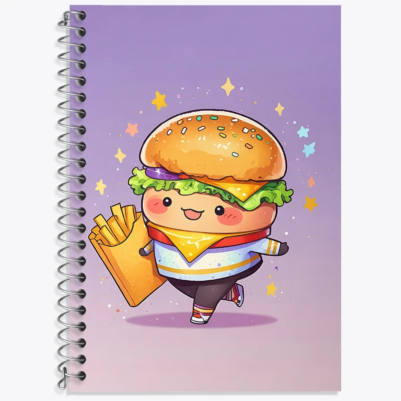 دفتر زبان 50 برگ خندالو مدل سه خط طرح همبرگر توپولو کد N8178