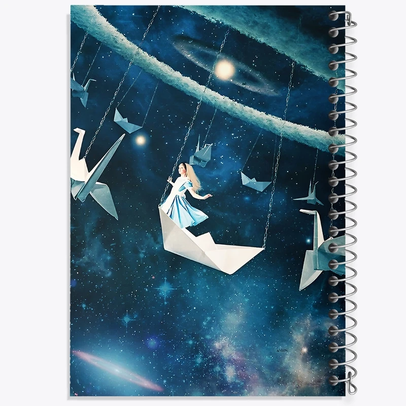 دفتر ژورنال نویسی 50 برگ خندالو مدل نقطه ای طرح دختر و کهکشان کد F8723