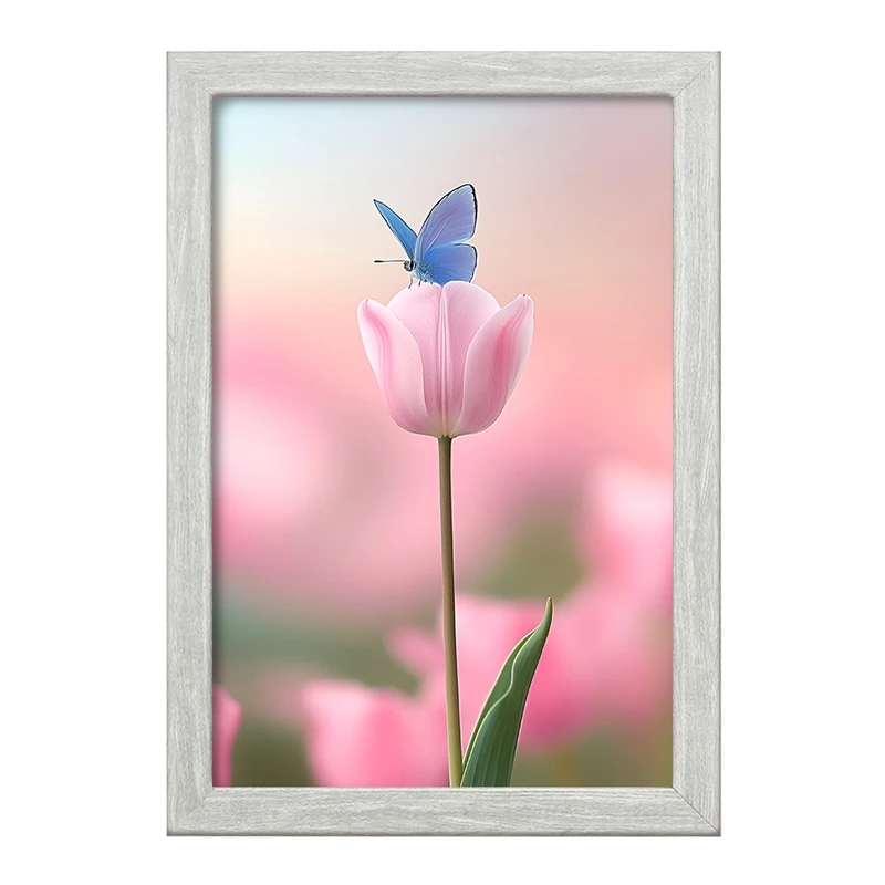 تابلو خندالو طرح گل لاله و پروانه کد F11195