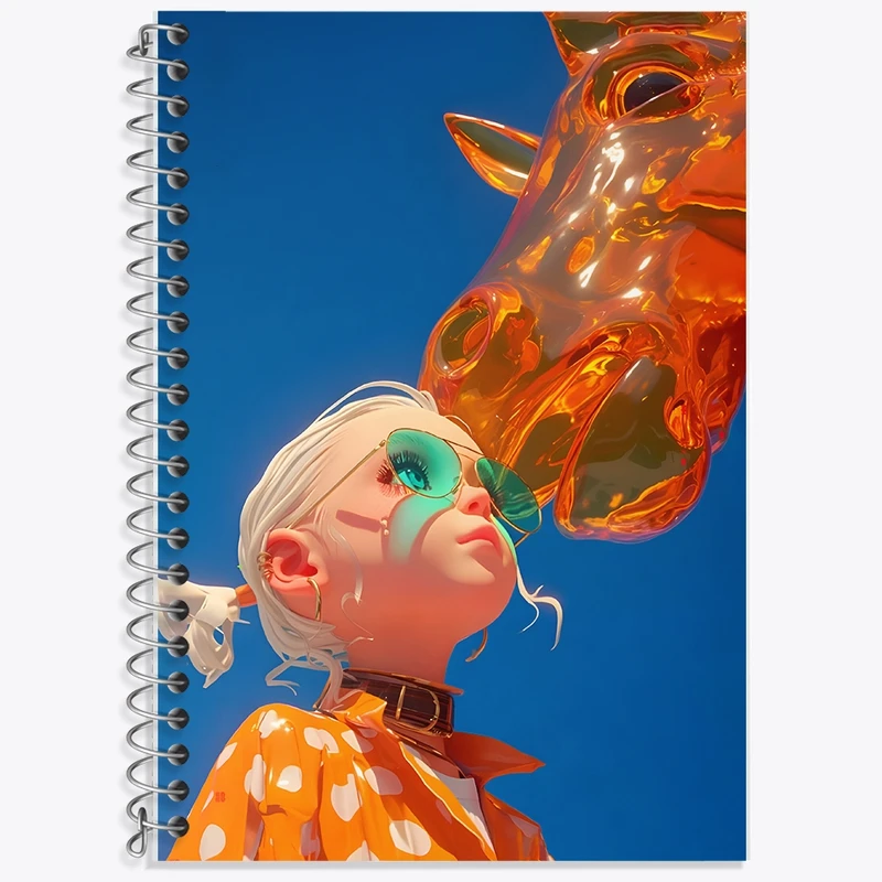 دفتر لغت 50 برگ خندالو طرح دختر و اسب شیشه ای کد F10536