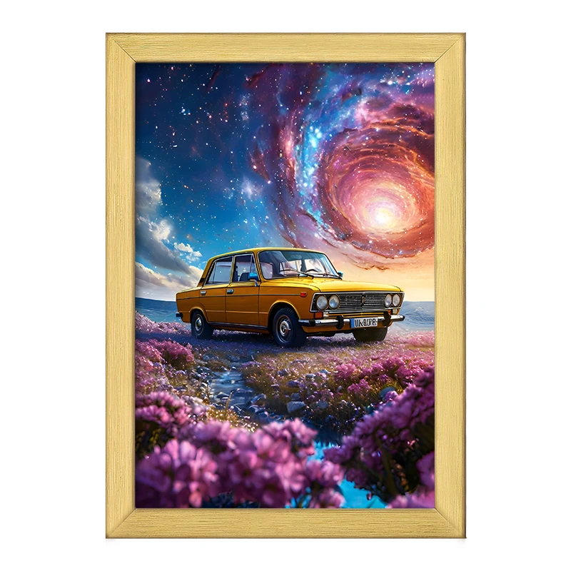 تابلو خندالو طرح ماشین و کهکشان کد F11520