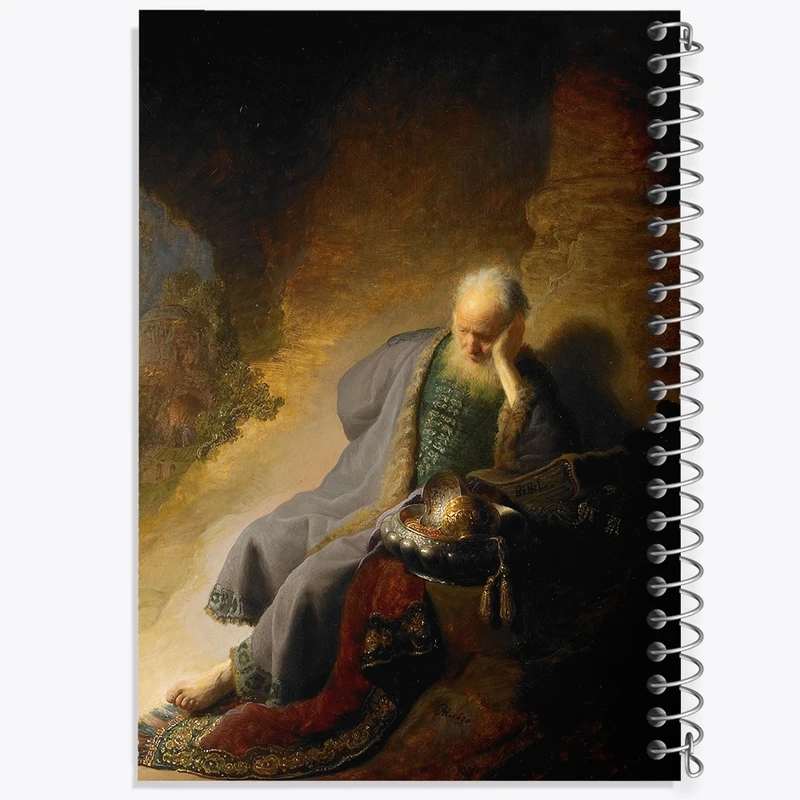 دفتر شطرنجی 50 برگ خندالو طرح نقاشی سوگواری برای نابودی اورشلیم اثر رمبرانت کد F12118