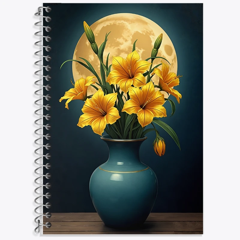 دفتر لغت 50 برگ خندالو طرح گلدان گل لیلیوم کد F10682