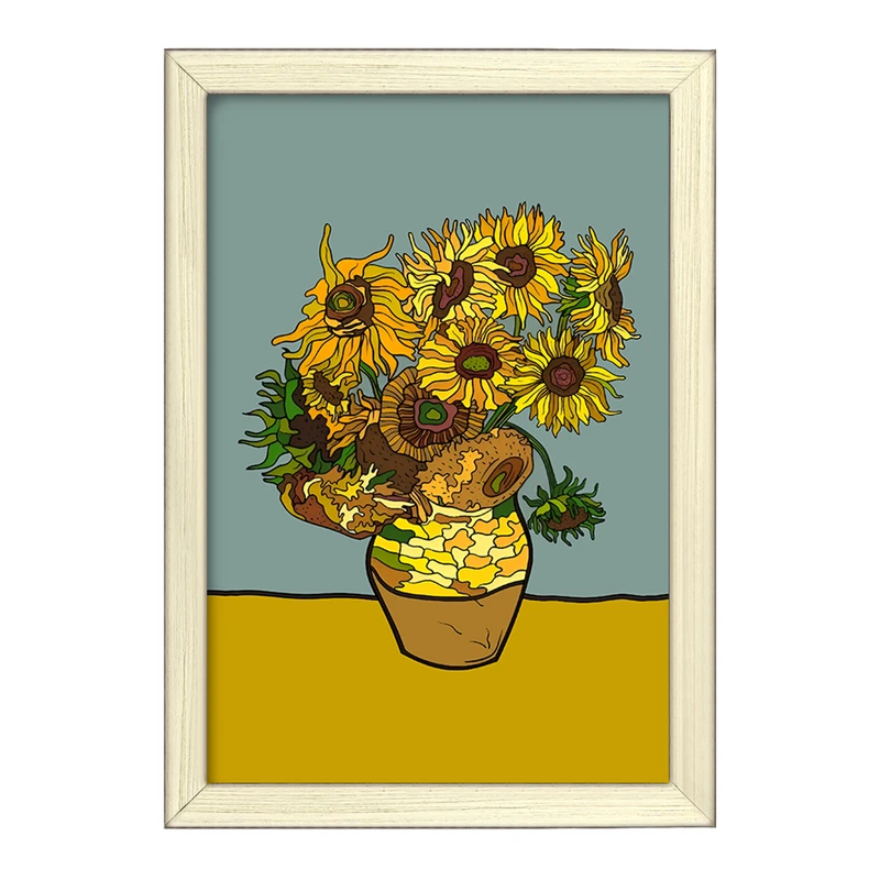 تابلو خندالو طرح گلدان آفتابگردان ونسان ونگوگ کد F12839