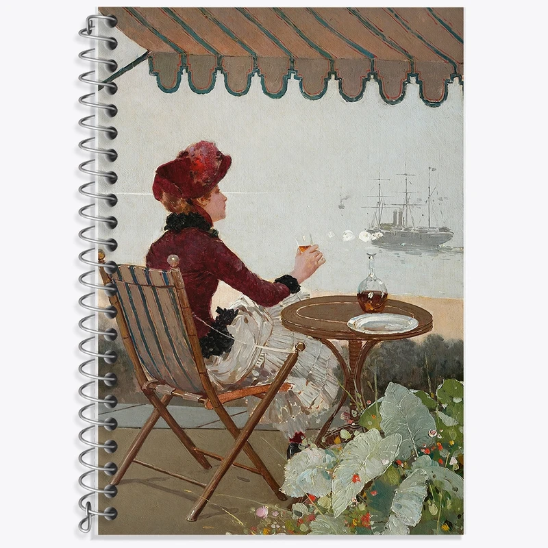 دفتر لغت 50 برگ خندالو طرح نقاشی کافه ساحلی اثر ژان برو کد F12349