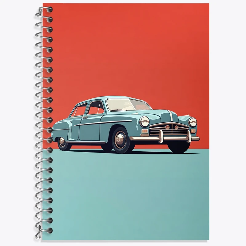 دفتر زبان 50 برگ خندالو مدل سه خط طرح ماشین کلاسیک کد F3021