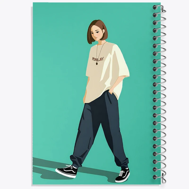 دفتر مشق 50 برگ خندالو طرح دخترانه مینیمال کد F3249