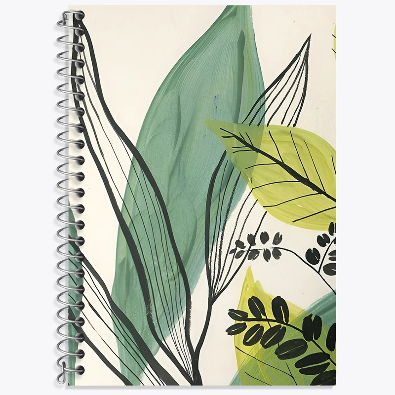 دفتر زبان 50 برگ خندالو مدل سه خط طرح برگ و گیاه کد N6783