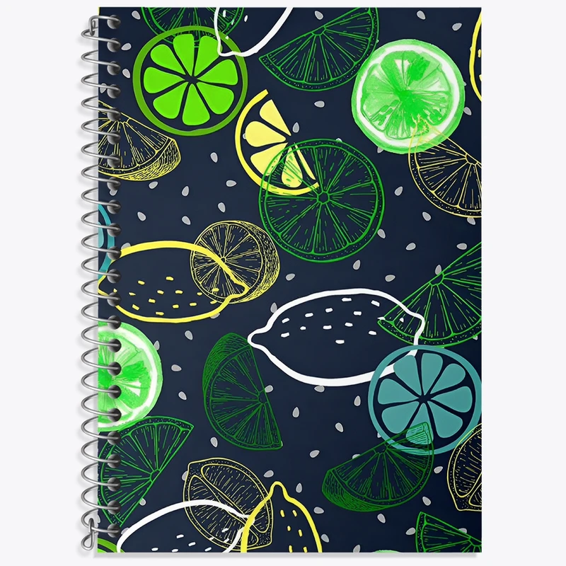 دفتر زبان 50 برگ خندالو مدل سه خط طرح پترن لیمویی کد N8546