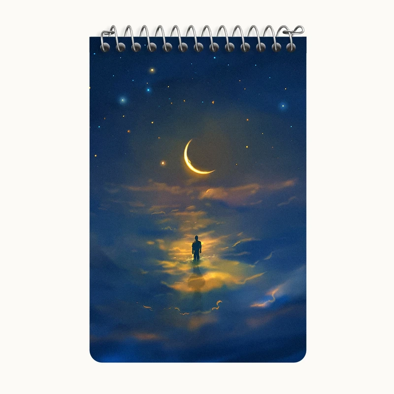 دفتر یادداشت 50 برگ خندالو طرح ماه و آدم کد F12531