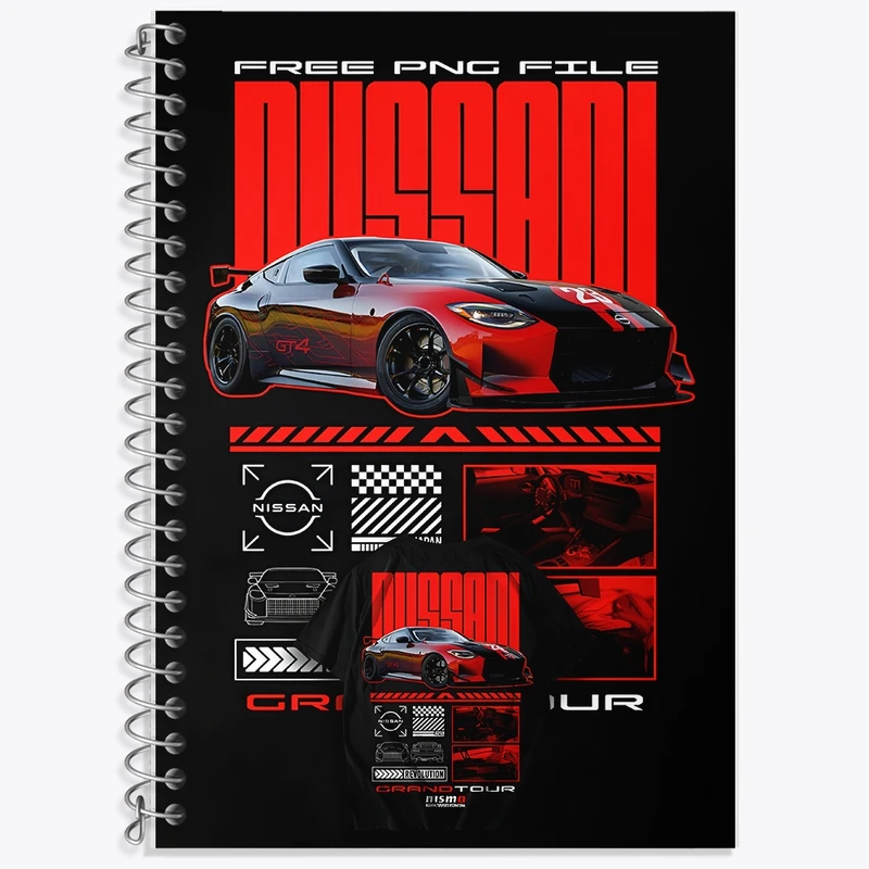 دفتر زبان 50 برگ خندالو مدل سه خط طرح نیسان (Nissan Z GT4) کد F13735