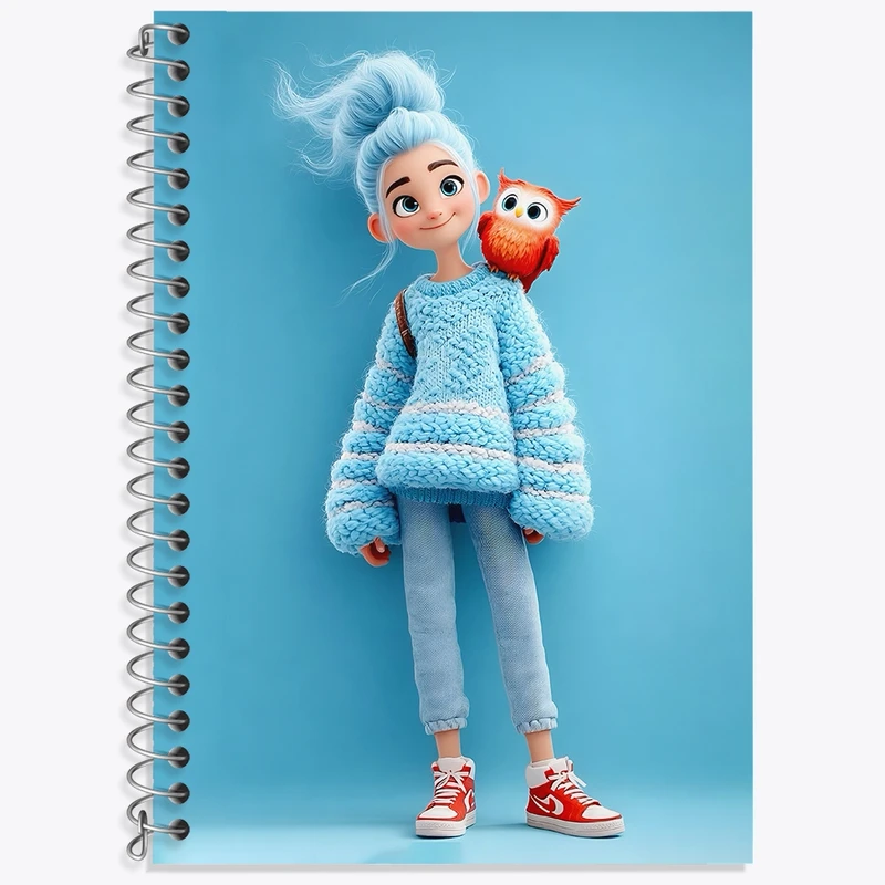 دفتر زبان 50 برگ خندالو مدل سه خط طرح دخترانه بامزه کد N8369