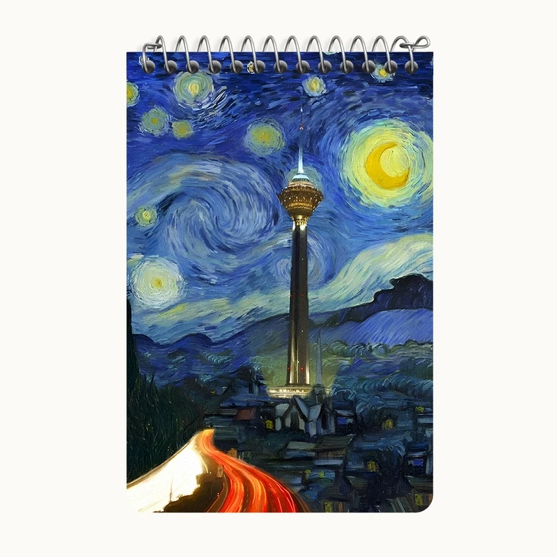 دفتر یادداشت 50 برگ خندالو طرح برج میلاد در شب پر ستاره کد F3925