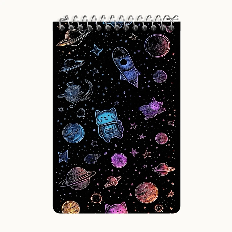دفتر یادداشت 50 برگ خندالو طرح فضایی کد F10108