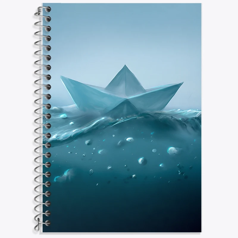 دفتر زبان 50 برگ خندالو مدل سه خط طرح قایق کاغذی کد F12552