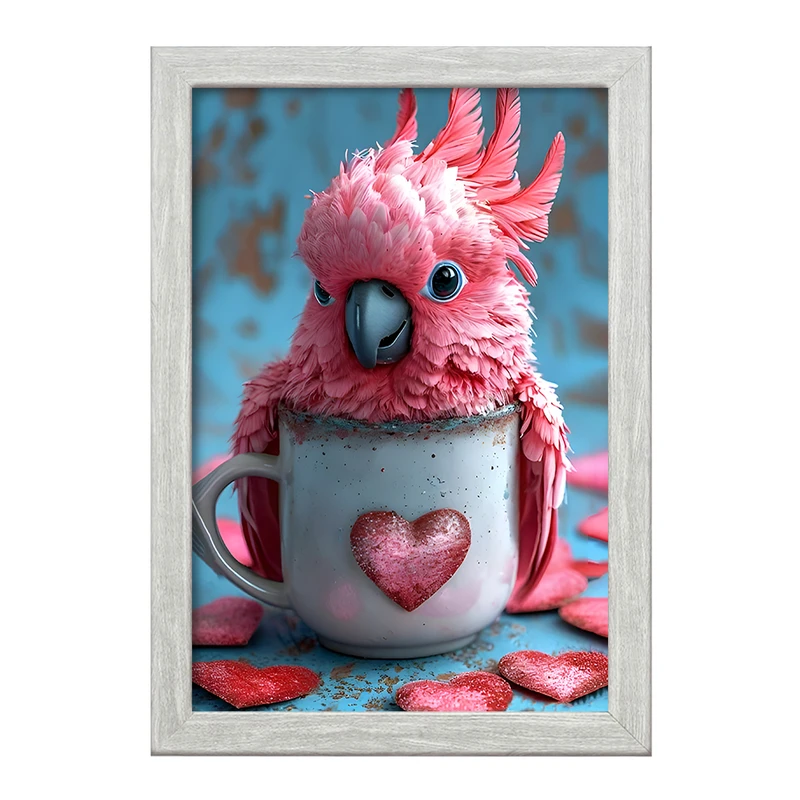 تابلو خندالو طرح طوطی صورتی کد F12815