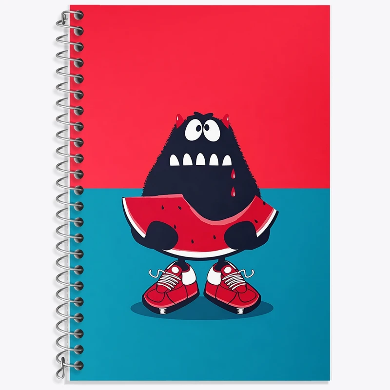 دفتر زبان 50 برگ خندالو مدل سه خط طرح هیولا و هندوانه کد F8614