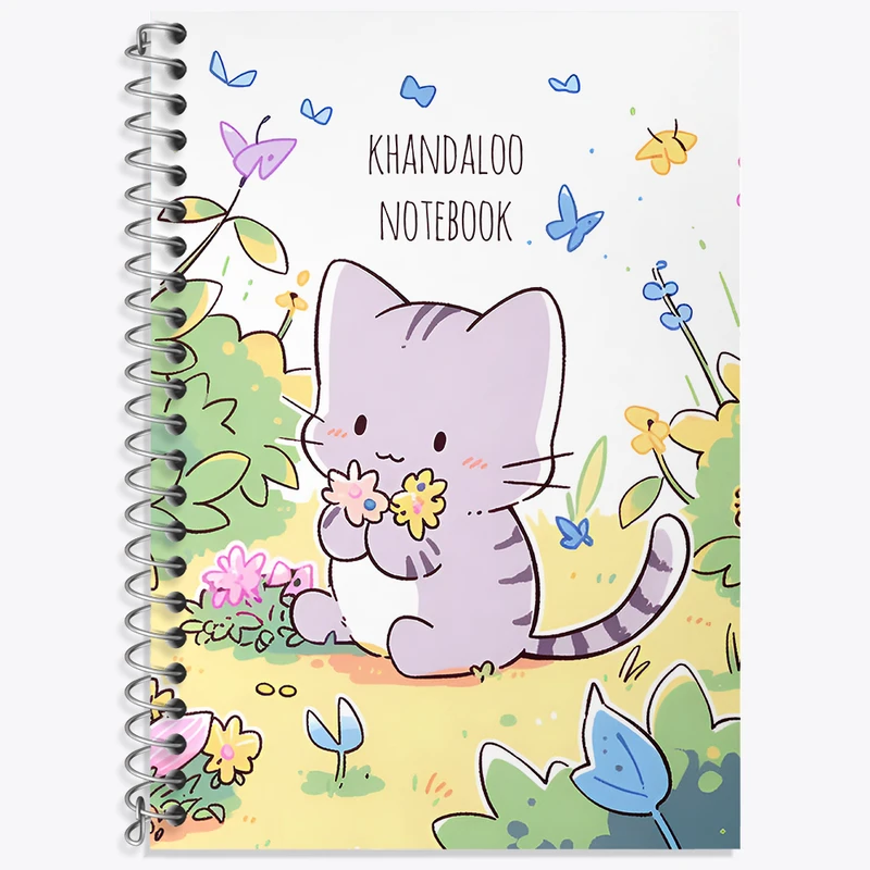 دفتر زبان 50 برگ خندالو مدل سه خط طرح گربه بامزه کد N8149