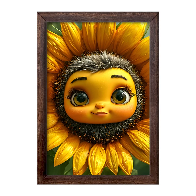 تابلو خندالو طرح گل آفتابگردان کیوت کد F8130