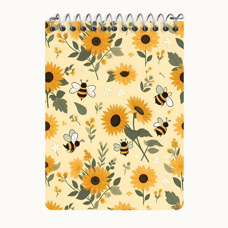 دفتر یادداشت 50 برگ خندالو طرح گل آفتابگردان و زنبور کد N6486