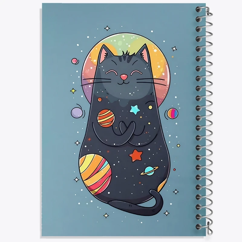دفتر طراحی 50 برگ خندالو طرح گربه ی فضایی کد N4441