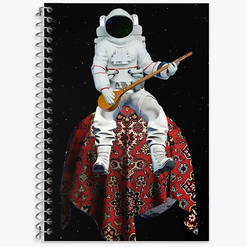 دفتر لغت 50 برگ خندالو طرح فضانورد و فرش ایرانی کد F10701