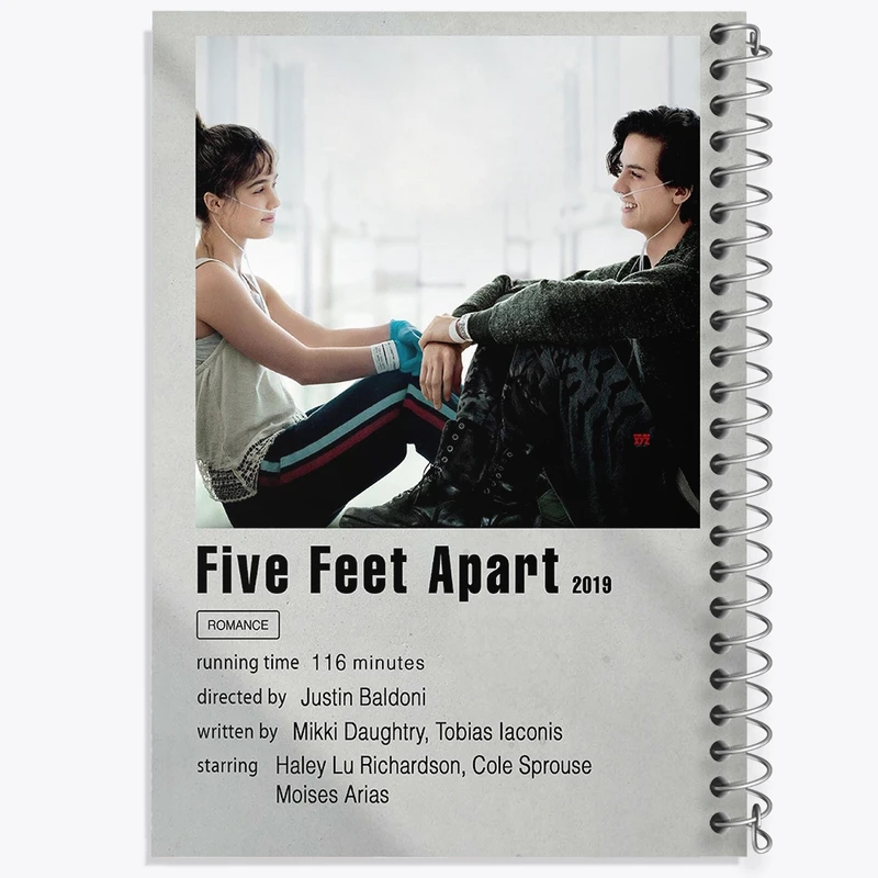 دفتر شطرنجی 50 برگ خندالو طرح پنج فوت جدا (Five Feet Apart) کد F11915