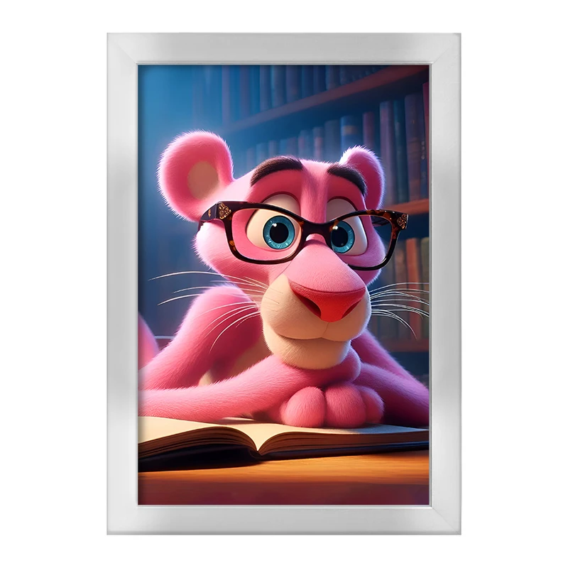 تابلو خندالو طرح پلنگ صورتی کد F6254