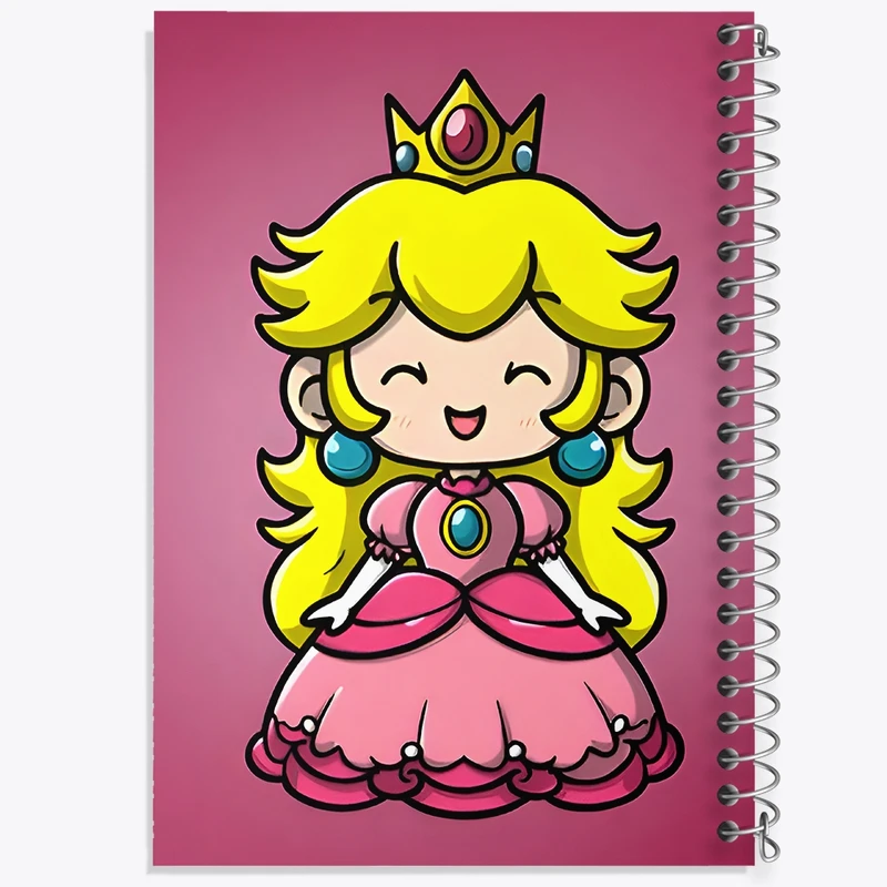 دفتر ژورنال نویسی 50 برگ خندالو مدل نقطه ای طرح پرنسس هلو سوپر ماریو (Super Mario) کد F9427