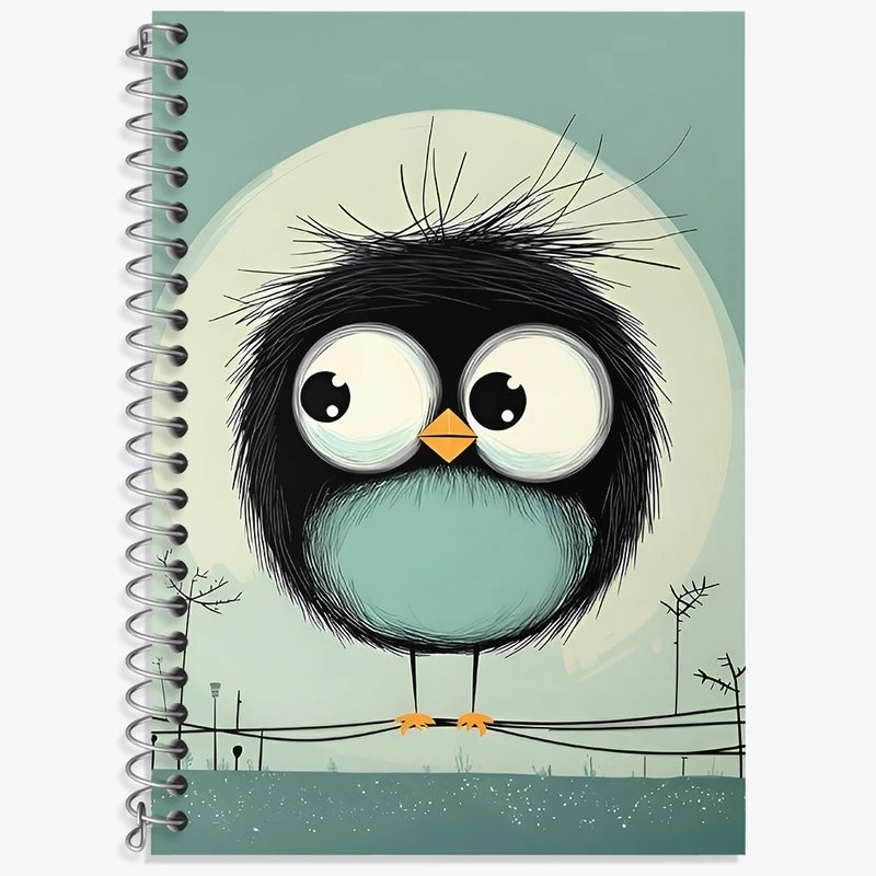 دفتر زبان 50 برگ خندالو مدل سه خط طرح کلاغ بامزه کد N6740