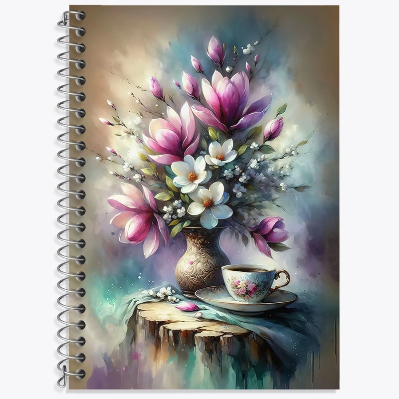 دفتر زبان 50 برگ خندالو مدل سه خط طرح گلدان گل کد N6997