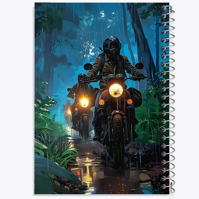 دفتر مشق 50 برگ خندالو طرح موتوسواری در جنگل کد F4104