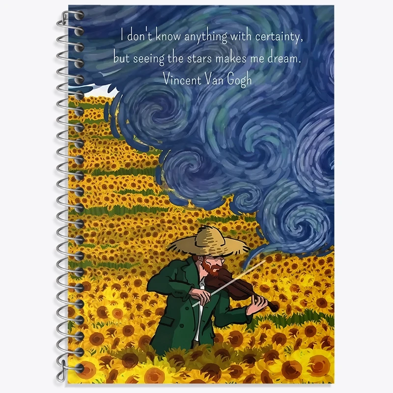 دفتر زبان 50 برگ خندالو مدل سه خط طرح ونسان ونگوگ کد F3921