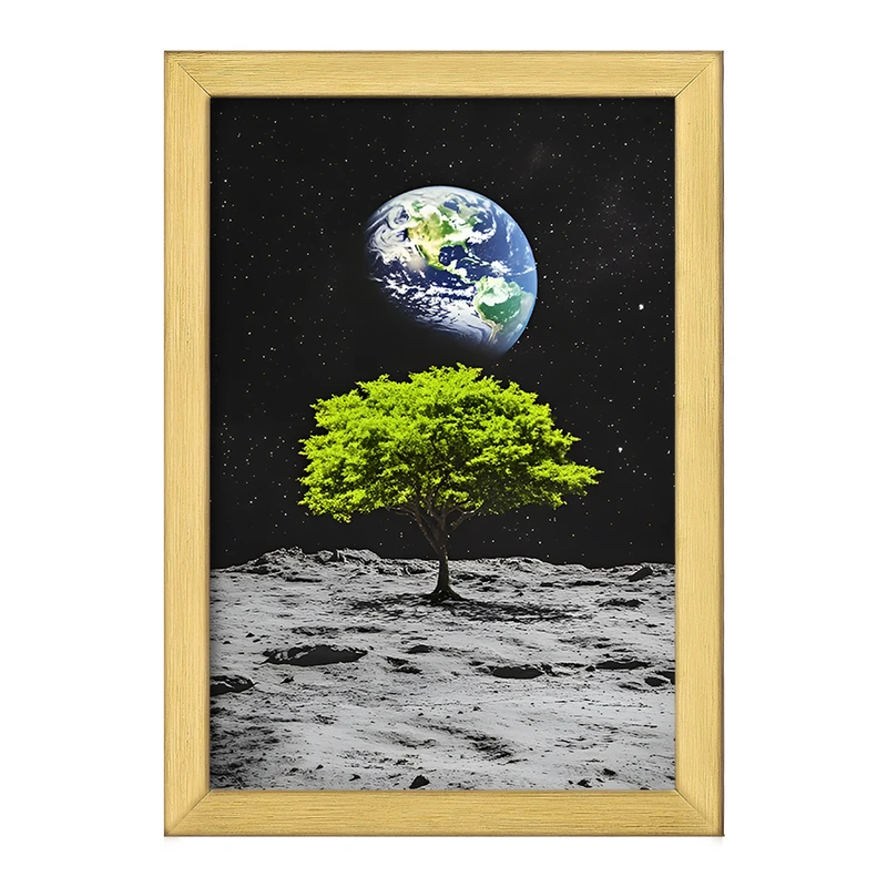 تابلو خندالو طرح درخت و کره زمین کد F12097