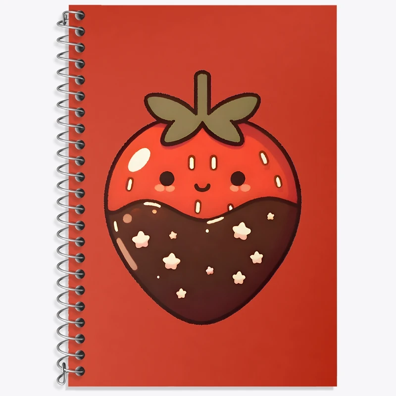 دفتر زبان 50 برگ خندالو مدل سه خط طرح توت فرنگی کد N6507