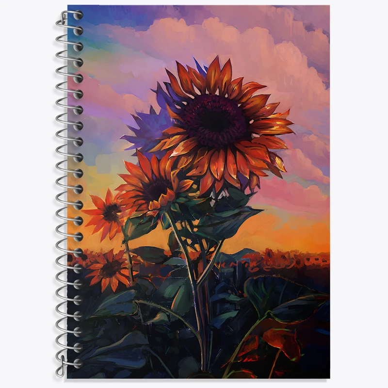 دفتر زبان دوخط 50 برگ خندالو طرح گل آفتابگردان کد F2978