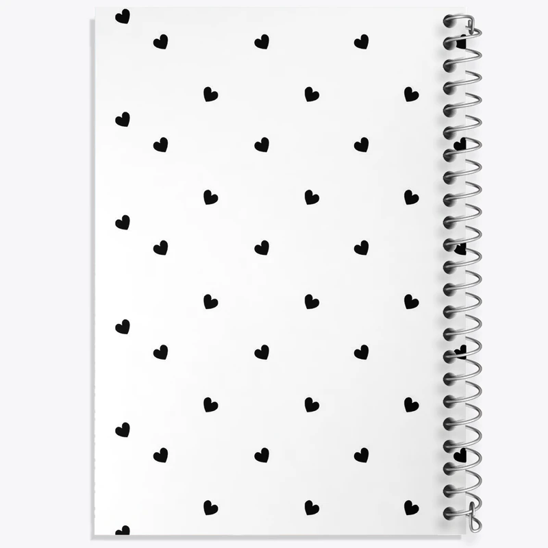 دفتر مشق 100 برگ خندالو طرح پترن قلب سیاه و سفید کد F3877