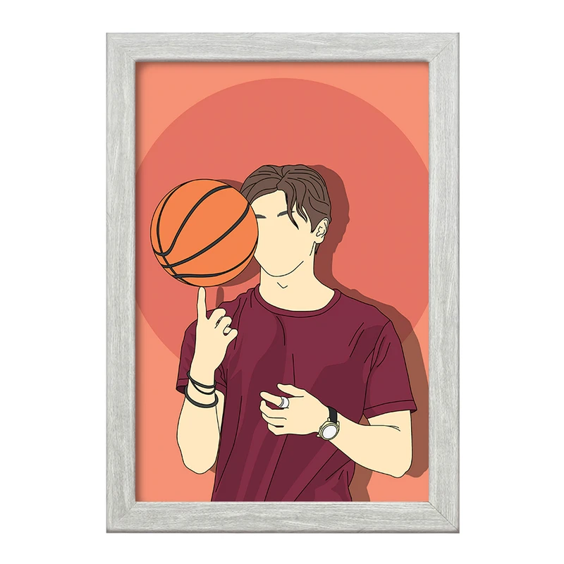 تابلو خندالو طرح پسر و توپ بسکتبال کد F3241