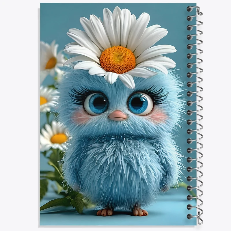 دفتر ژورنال نویسی 50 برگ خندالو مدل نقطه ای طرح جوجه و گل کد F9897