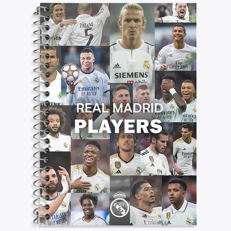 دفتر زبان 50 برگ خندالو مدل دو خط طرح بازیکن های رئال مادرید (Real Madrid) کد N9172