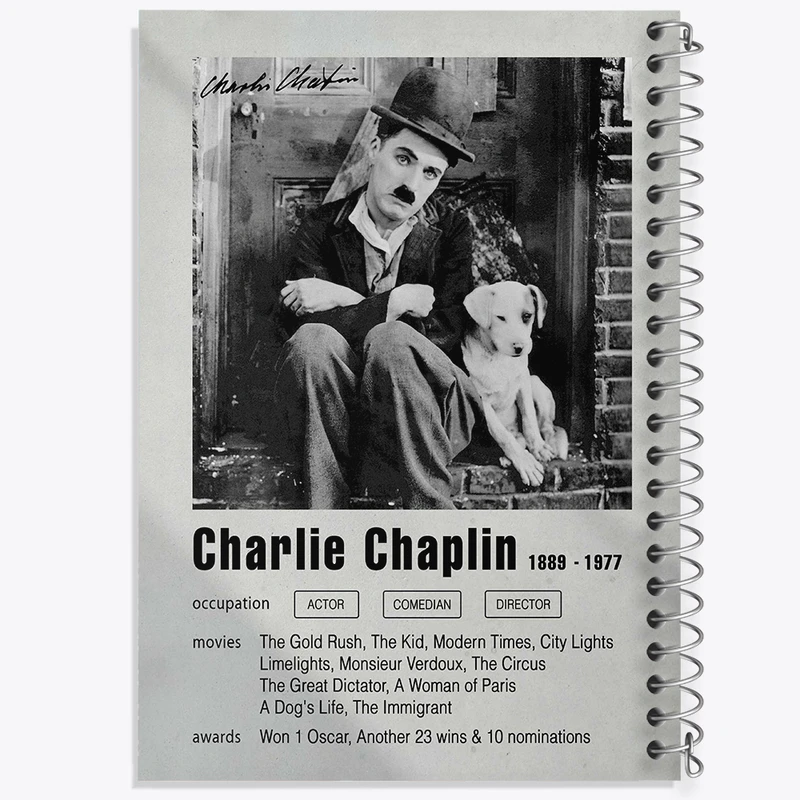 دفتر مشق 100 برگ خندالو طرح چارلی چاپلین (Charles Chaplin) کد F11199