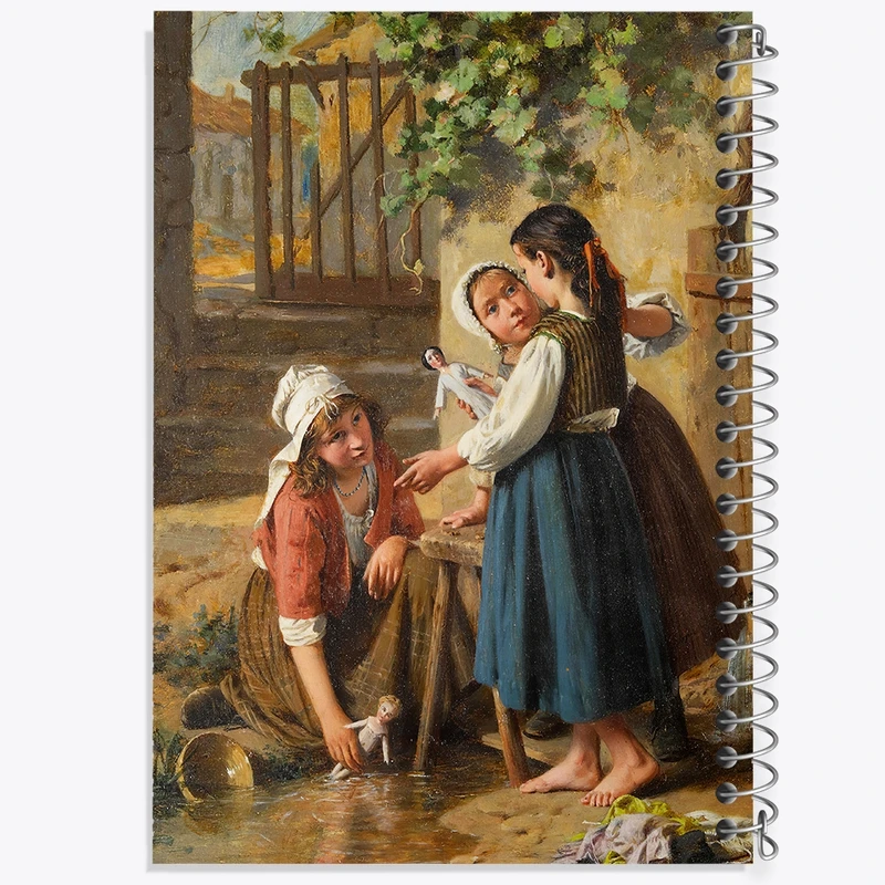 دفتر طراحی 50 برگ خندالو طرح نقاشی روز حمام عروسک اثر پیر ژان ادموند کستان کد F12367