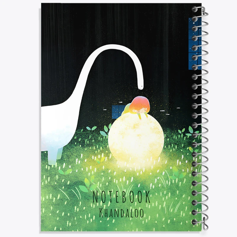 دفتر مشق 100 برگ خندالو طرح دختر و ماه و دایناسور کد N6591