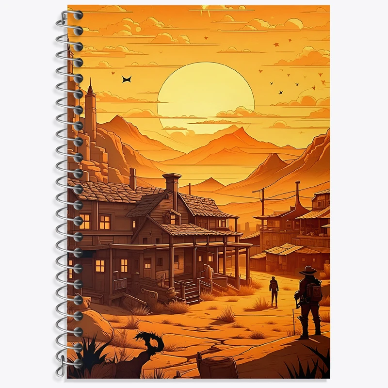 دفتر زبان دوخط 50 برگ خندالو طرح منظره کویر کد F3698