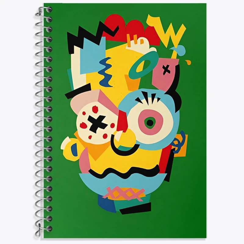 دفتر زبان 50 برگ خندالو مدل دو خط طرح صورت انتزاعی کد F9750