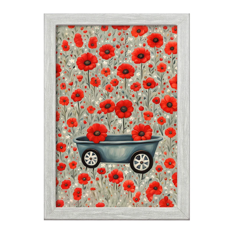 تابلو خندالو طرح کلاسکه گل قرمز کد F2979