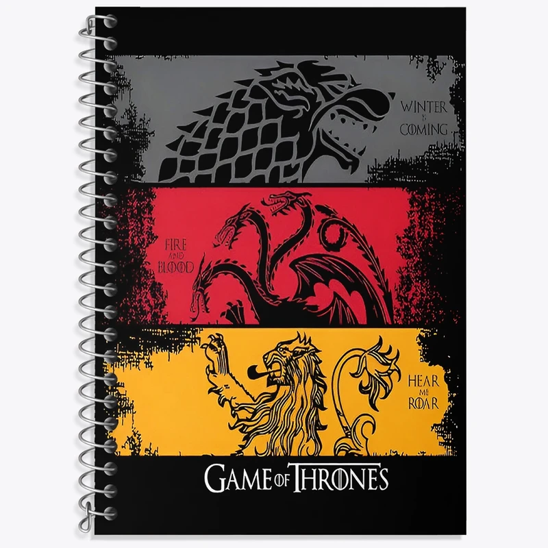 دفتر زبان 50 برگ خندالو مدل سه خط طرح گیم آف ترونز (Game of Thrones)  کد F4683
